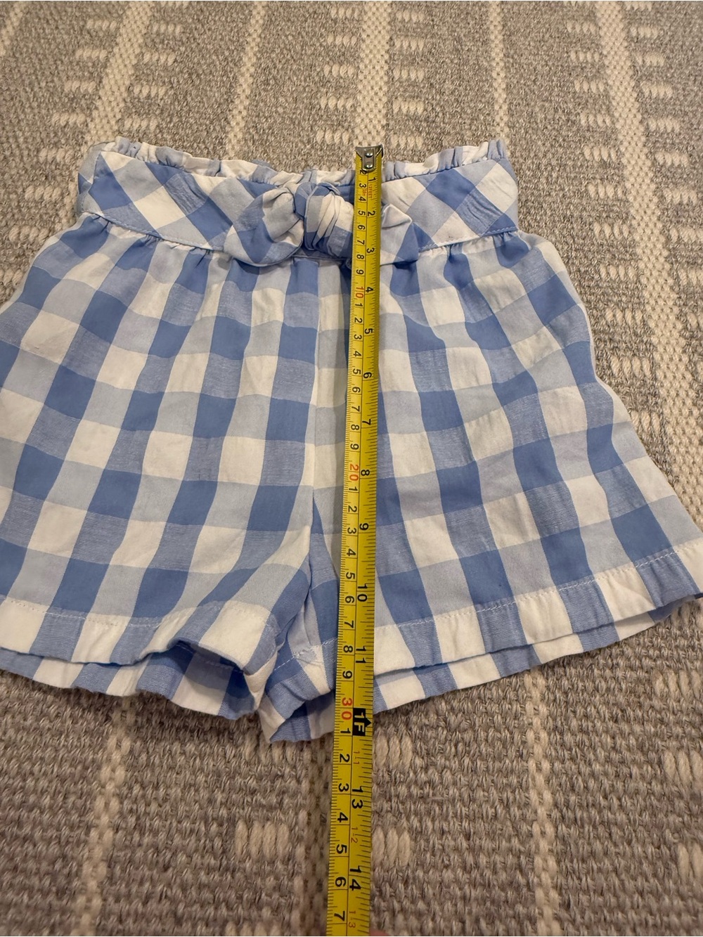Mayoral Girl’s Size 7 Blue & White Gingham Shorts Bow and Ruffled Waistband - Picture 6 of 8